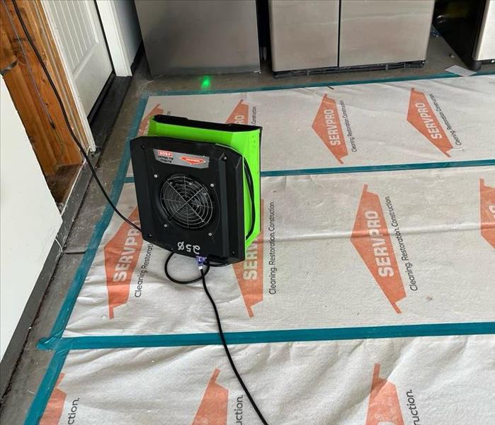 air mover on servpro branded floor protectors